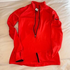 women’s nike pro dri fit red quarter zip jacket size medium